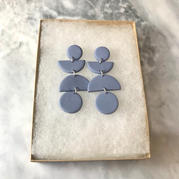 Slate Blue Polymer Clay Earrings - Picture 5 of 5